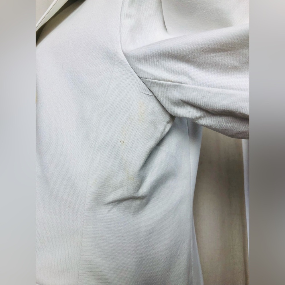 Banana Republic Blazer 12 White Double Breasted Gold Button Career Cotton Jacket - Picture 6 of 16